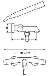 Wall Mounted Bath Shower Mixer Tap With Shower Kit. additional image