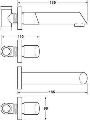 3 Tap Hole Wall Mounted Basin Mixer Tap. additional image