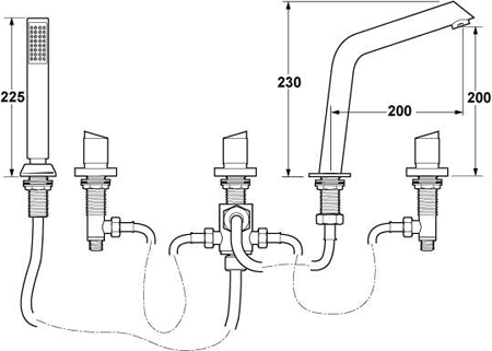 5 Hole Deck Mounted Bath Shower Mixer Tap. additional image