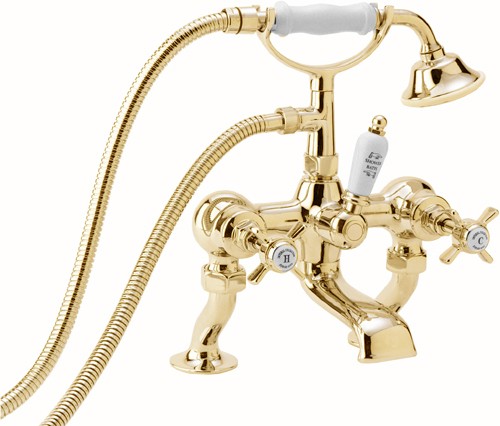 Bath Shower Mixer Tap With Shower Kit (Gold). additional image