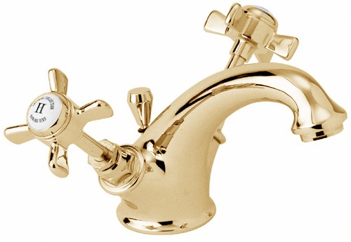 Mono Basin Mixer Tap With Pop Up Waste (Gold). additional image