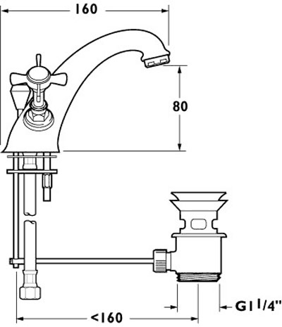 Mono Basin Mixer Tap With Pop Up Waste (Gold). additional image