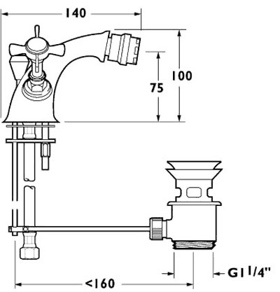 Mono Bidet Mixer Tap With Pop Up Waste (Gold). additional image