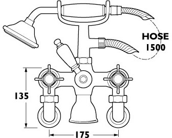 Wall Mounted Bath Shower Mixer Tap With Shower Kit (Gold). additional image