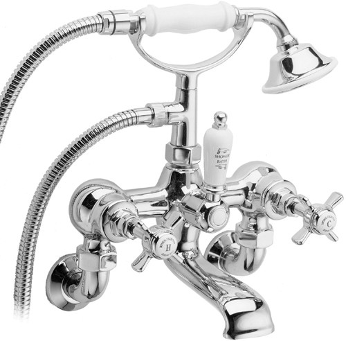 Wall Mounted Bath Shower Mixer Tap & Shower Kit (Chrome). additional image