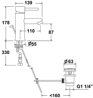 Mono Basin Mixer Tap With Pop Up Waste. additional image