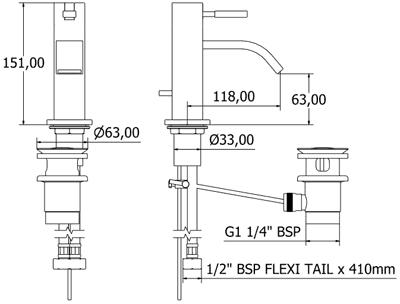 Mono Basin Mixer Tap With Pop Up Waste (Chrome). additional image