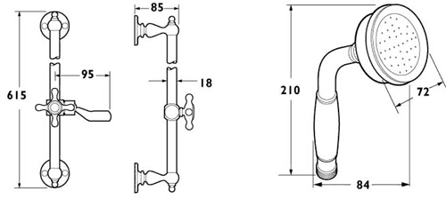 Traditional Riser Rail With Handset & Union (Chrome). additional image