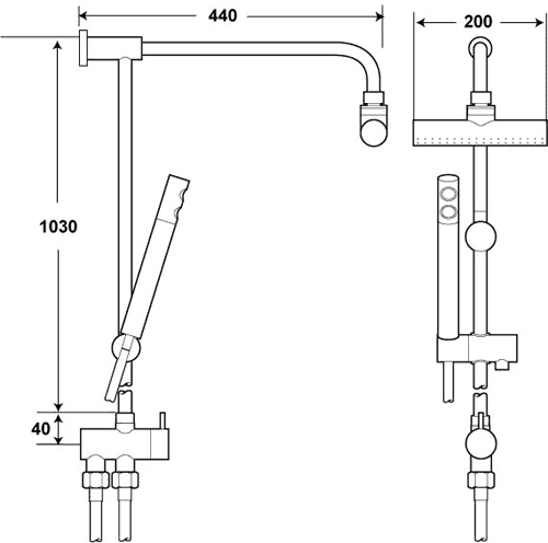 Modern Rigid Riser Kit With 8" Head And Handset (Chrome). additional image