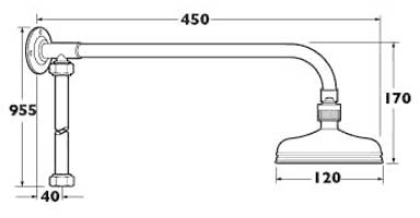 Traditional Rigid Riser Kit With 5" Rose (Chrome). additional image