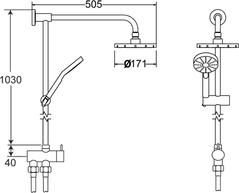 Modern Rigid Riser Kit With 7" Head & Handset (Chrome). additional image