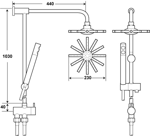 Modern Rigid Riser Kit With 9" Head And Handset (Chrome). additional image