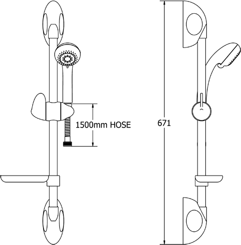 Slide Rail Kit With Handset & Hose (White & Chrome). additional image