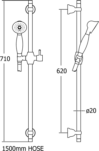 Traditional Slide Rail Kit With Handset & Hose. additional image