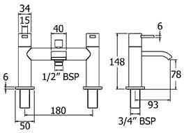 Bath Shower Mixer Tap With Shower Kit And Wall Bracket (Chrome). additional image