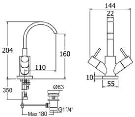 Mono Basin Mixer Tap With Swivel Spout & Pop Up Waste (Chrome). additional image