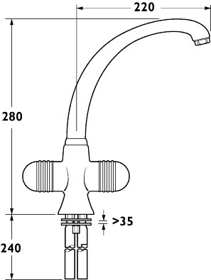 Malpenna Monoblock Sink Mixer with Swivel Spout. additional image