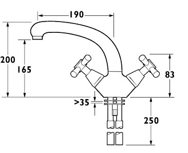 Milan Monoblock Sink Mixer with Swivel Spout. additional image