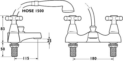 Bath Shower Mixer Tap With Shower Kit. additional image