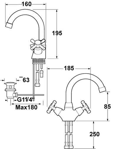 Mono Basin Mixer Tap With Swivel Spout. additional image