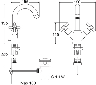 Mono Basin Mixer Tap With Swivel Spout And Pop Up Waste. additional image