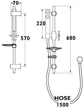 Minimalistic Riser Rail Kit With Wall Union (Chrome). additional image