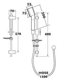 Minimalistic Riser Rail Kit With Wall Union (Chrome). additional image