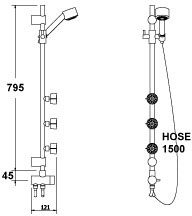 Minimalistic Riser Rail Kit With Body Jets (Chrome). additional image