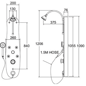 Manual 4 Jet Glass Shower Panel. additional image