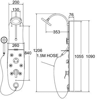 Manual 6 Jet Glass Shower Panel. additional image