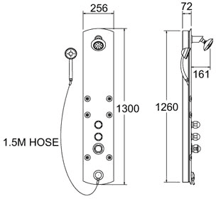 Thermostatic 6 Jet Aluminium Shower Panel. additional image