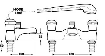 Bath Shower Mixer Tap With Shower Kit (Chrome). additional image