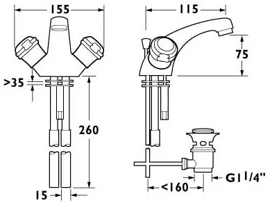 Mono Basin Mixer Tap With Pop Up Waste (Chrome). additional image