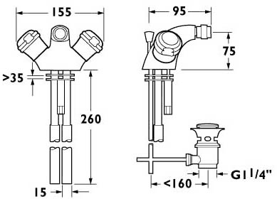 Mono Bidet Mixer Tap With Pop Up Waste (Chrome). additional image