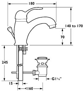 Mono Basin Mixer Tap With Pop Up Waste (Chrome). additional image