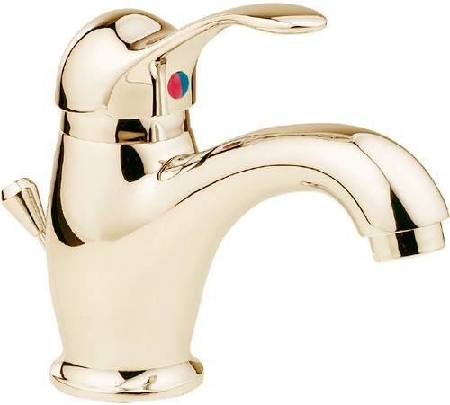 Mono Basin Mixer Tap With Pop Up Waste (Gold). additional image