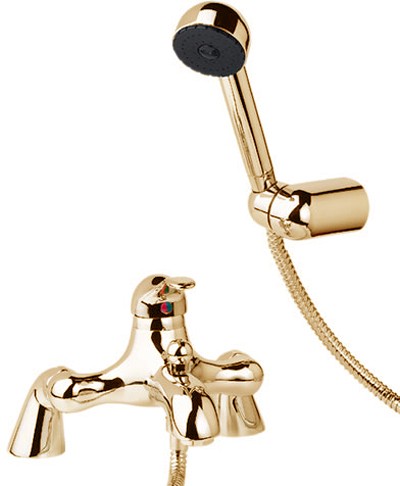 Bath Shower Mixer Tap With Shower Kit (Gold). additional image