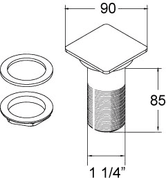 1 1/4" Square Push Button Basin Waste (Chrome). additional image