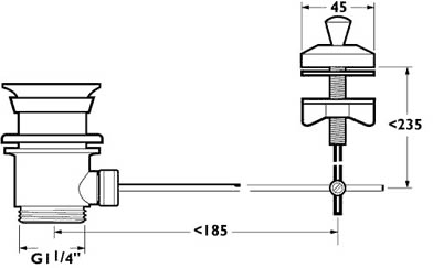 1 1/4" Lever Operated Basin Waste (Slotted, Chrome). additional image