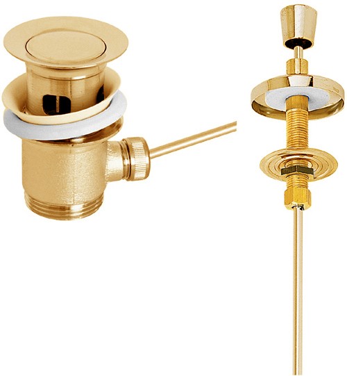 1 1/4" Lever Operated Basin Waste (Slotted, Gold). additional image