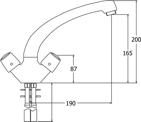 Dual Flow Kitchen Tap With Swivel Spout (Chrome). additional image