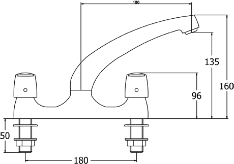 Deck Mounted Kitchen Mixer Tap With Swivel Spout (Chrome). additional image