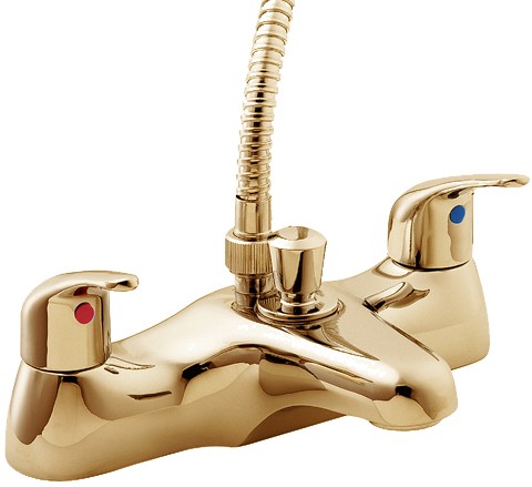 Bath Shower Mixer Tap With Shower Kit (Gold). additional image