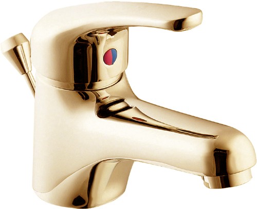 Mono Basin Mixer Tap With Pop Up Waste (Gold). additional image