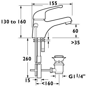 Mono Basin Mixer Tap With Side Pop Up Waste (Chrome). additional image