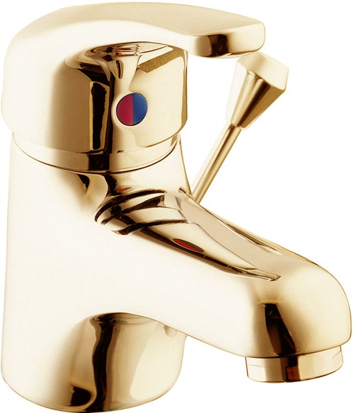 Mono Basin Mixer Tap With Side Pop Up Waste (Gold). additional image