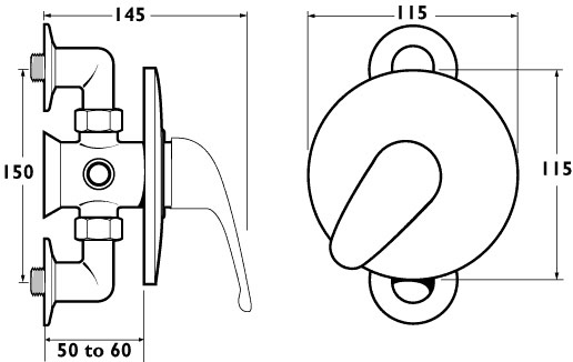 Manual Concealed Shower Valve (Chrome). additional image