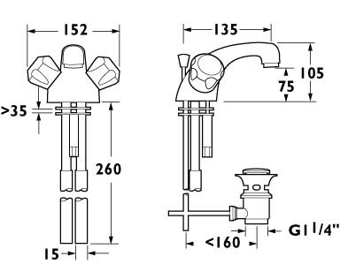 Water Saving Monoblock Basin Mixer Tap + Pop-up Waste. additional image