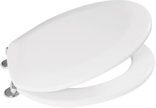Toilet Seat With Stainless Steel Hinges (White, Plastic). additional image