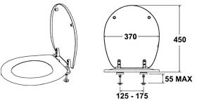 Toilet Seat With Stainless Steel Hinges (White, Plastic). additional image